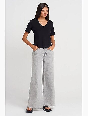 T-shirt femme en coton col v dilvin