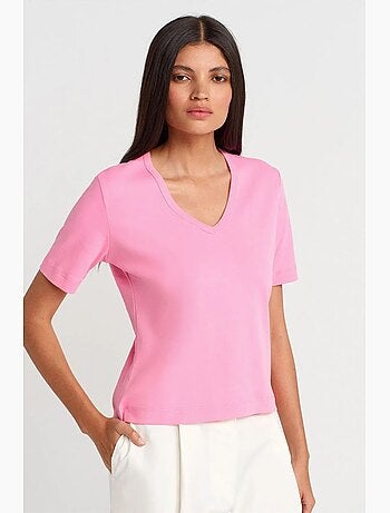 T-shirt femme en coton col v dilvin