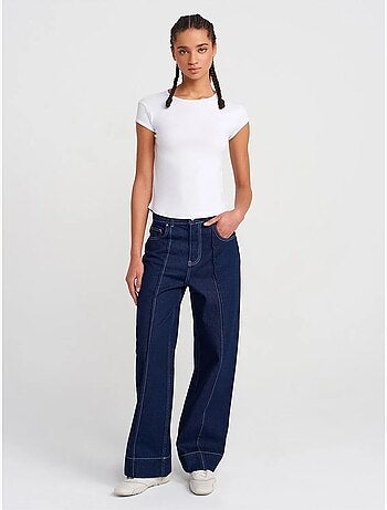 T-shirt femme en coton, coupe ajustée, col rond dilvin