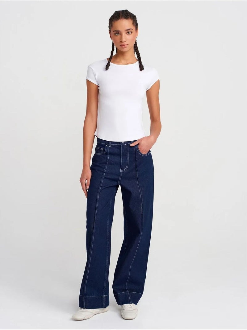 T-shirt femme en coton, coupe ajustée, col rond dilvin Blanc - Kiabi