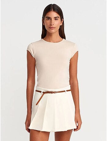 T-shirt femme en coton, coupe ajustée, col rond dilvin