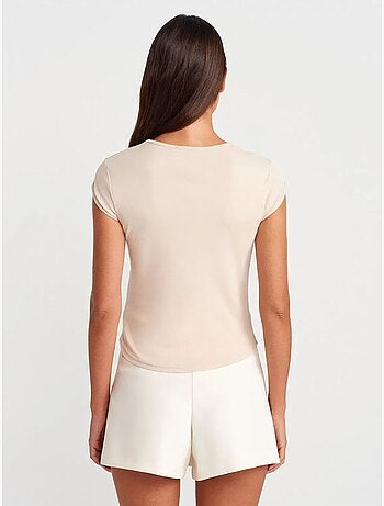 T-shirt femme en coton, coupe ajustée, col rond dilvin