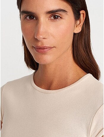 T-shirt femme en coton, coupe ajustée, col rond dilvin