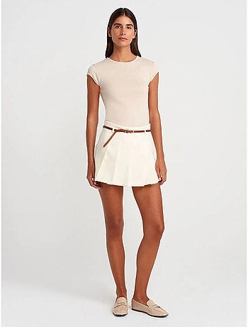 T-shirt femme en coton, coupe ajustée, col rond dilvin