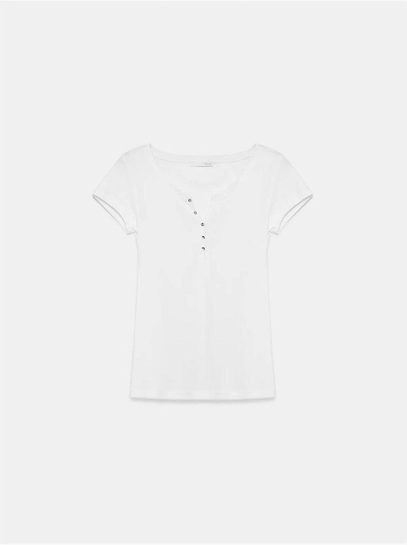 T-shirt Femme En Coton, Coupe Slim, Col Rond Blanc - Kiabi