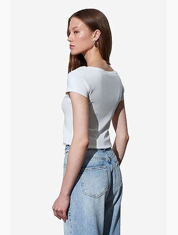 T-shirt femme en coton, coupe slim, col rond dilvin