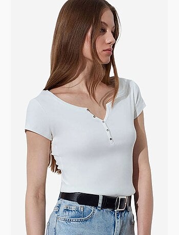 T-shirt femme en coton, coupe slim, col rond dilvin