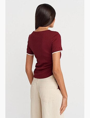 T-shirt femme en coton, coupe slim, col rond dilvin