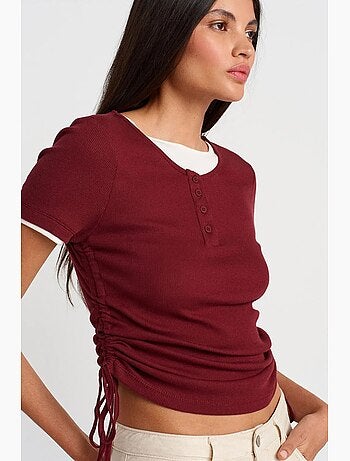 T-shirt femme en coton, coupe slim, col rond dilvin