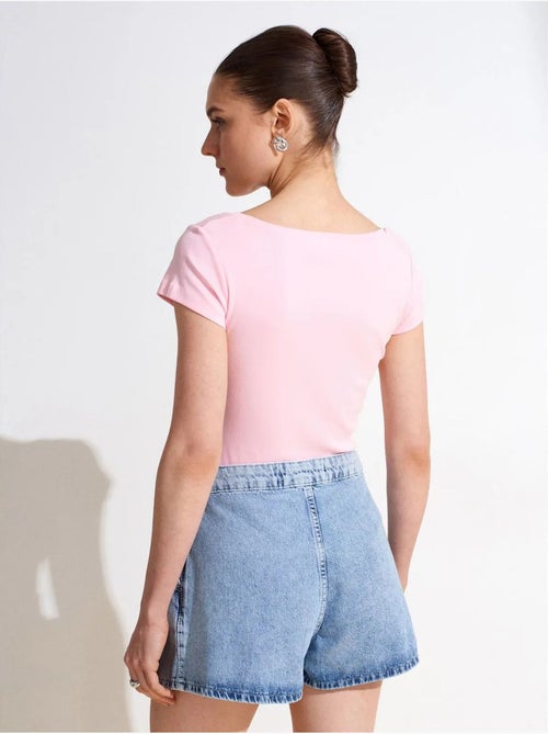 T-shirt Femme En Coton, Coupe Slim, Col Rond - Kiabi
