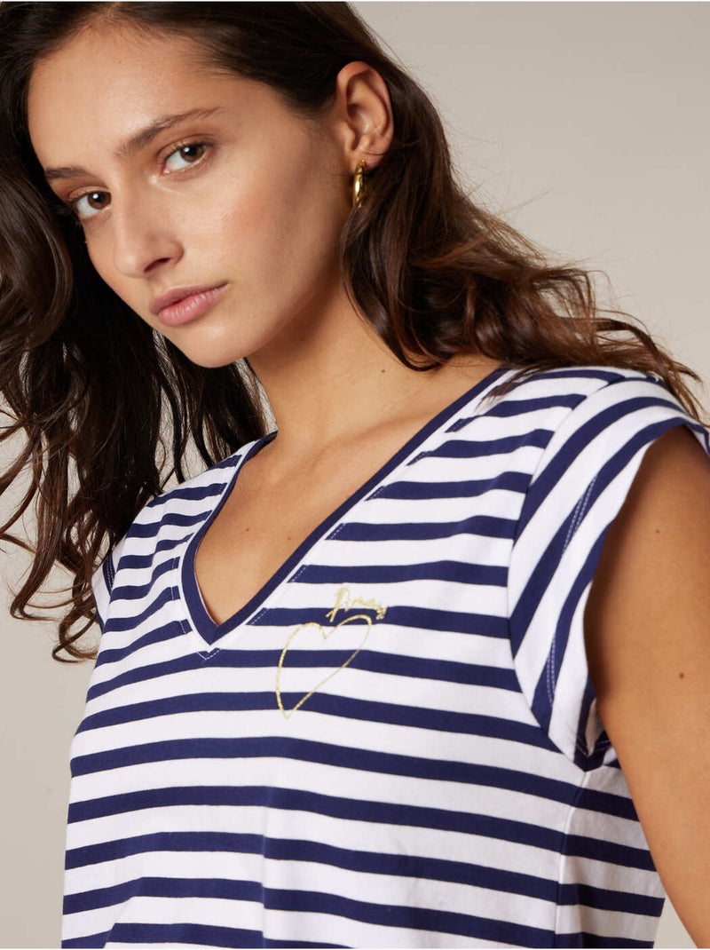 T-shirt femme en coton 'Deeluxe' Bleu marine - Kiabi