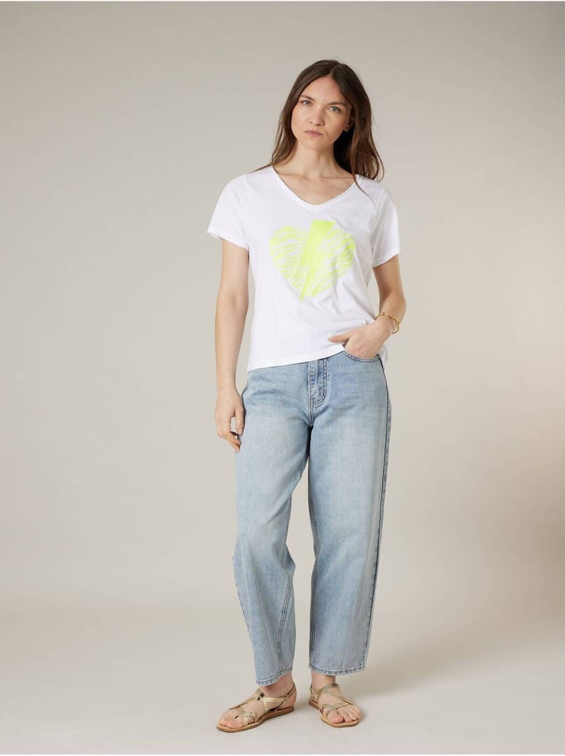 T-shirt femme en coton 'Deeluxe' Jaune citron - Kiabi