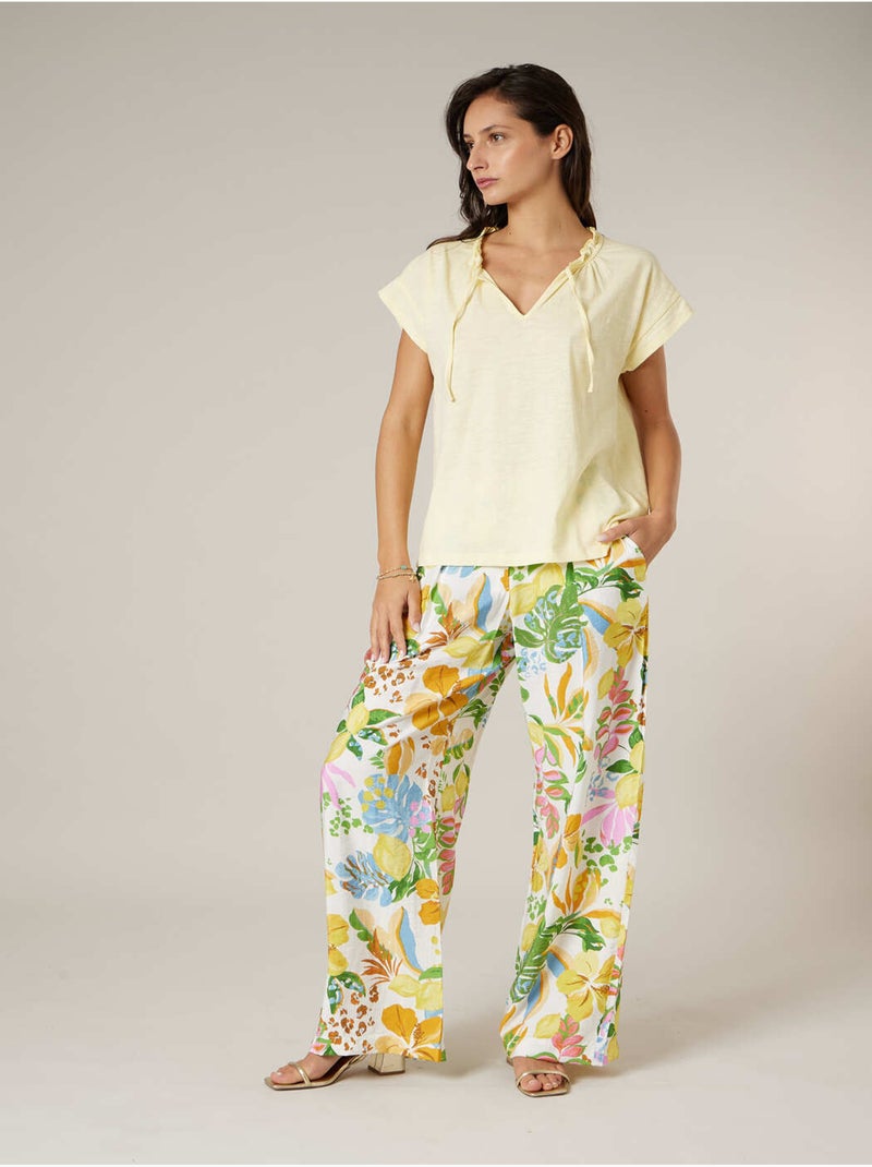 T-shirt femme en coton 'Deeluxe' Jaune clair - Kiabi
