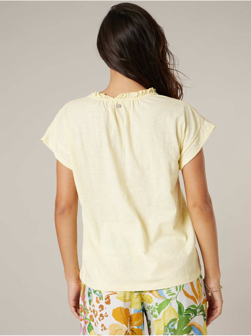 T-shirt femme en coton 'Deeluxe' Jaune clair - Kiabi