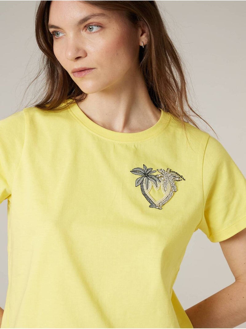 T-shirt femme en coton 'Deeluxe' Jaune - Kiabi