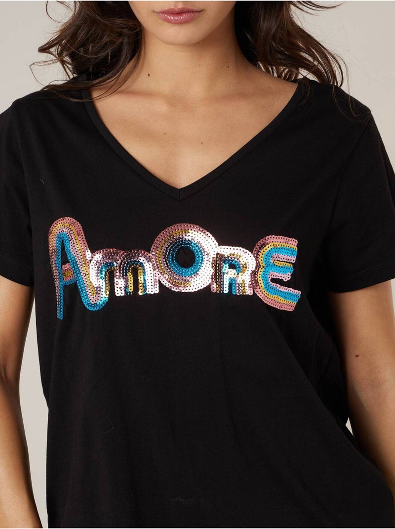 T-shirt femme en coton 'Deeluxe' Noir - Kiabi