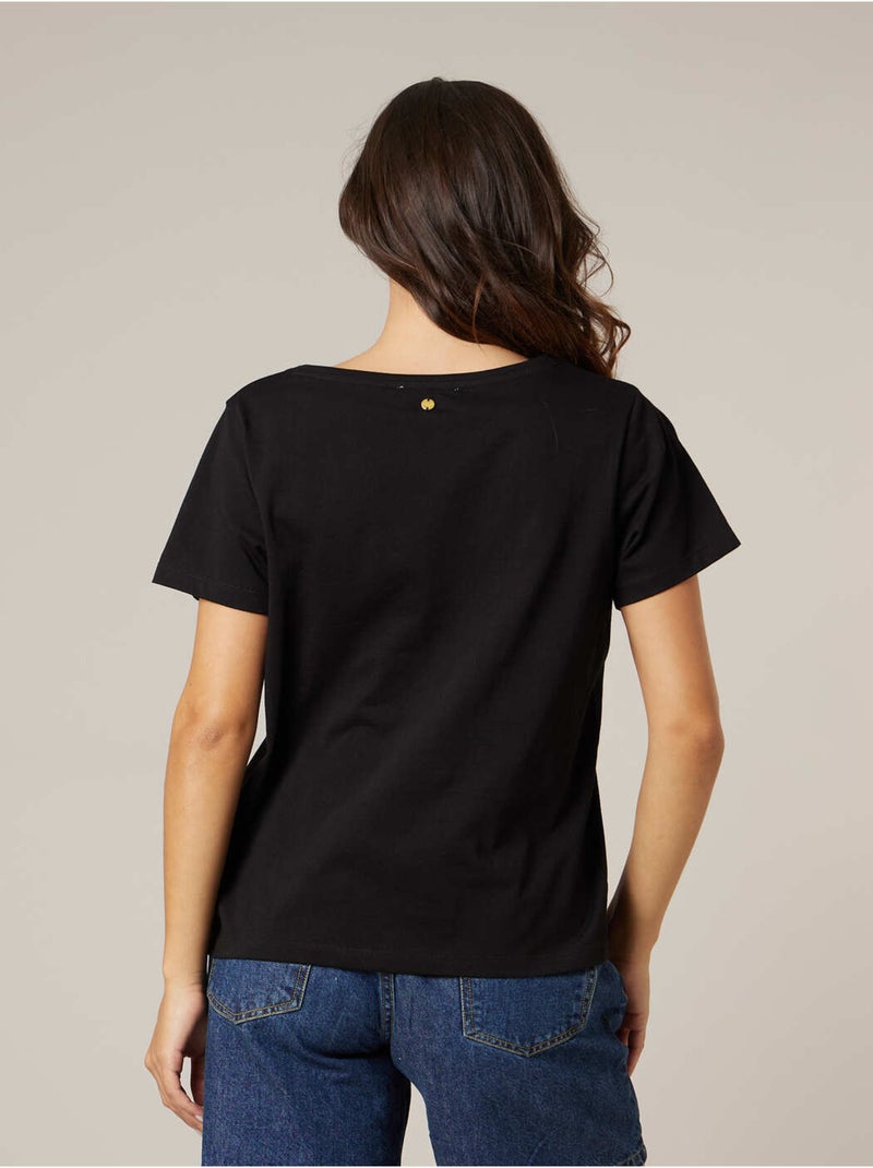 T-shirt femme en coton 'Deeluxe' Noir - Kiabi
