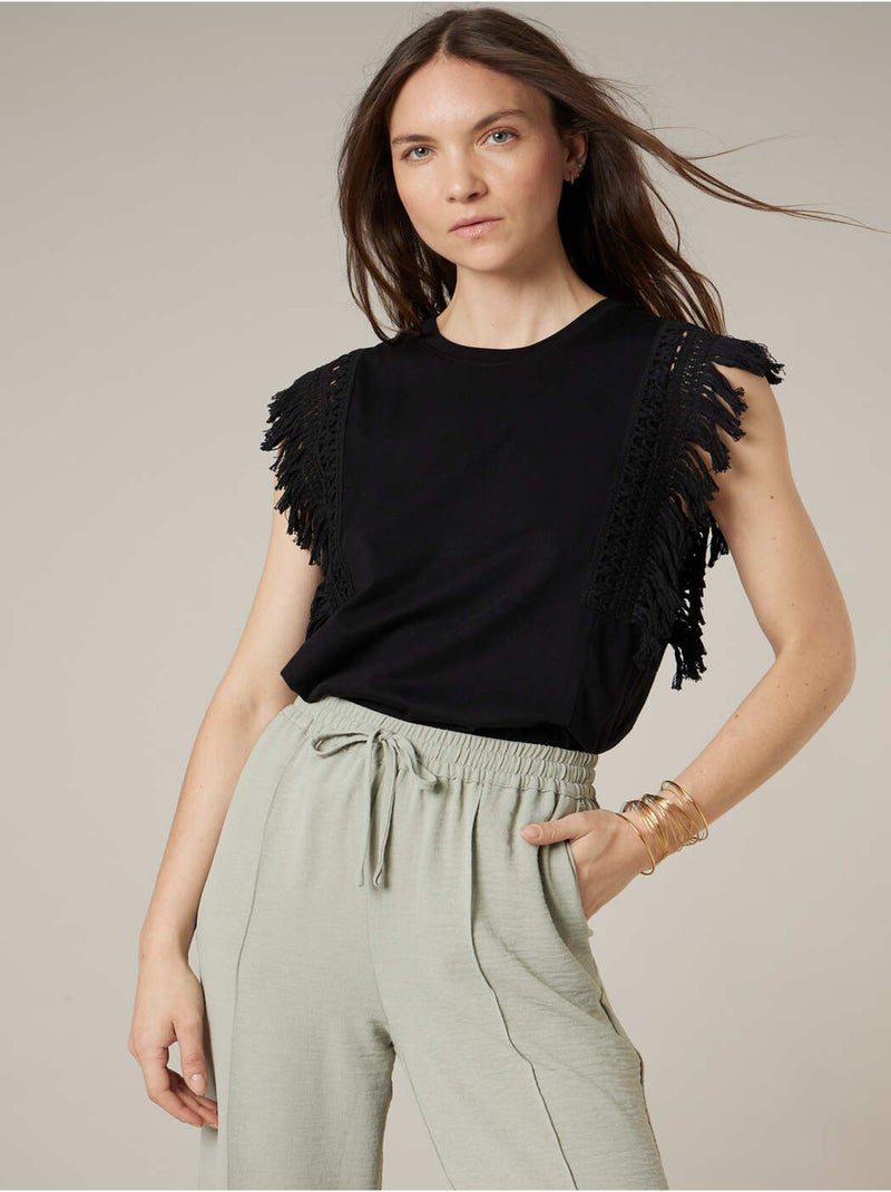 T-shirt femme en coton 'Deeluxe' Noir - Kiabi
