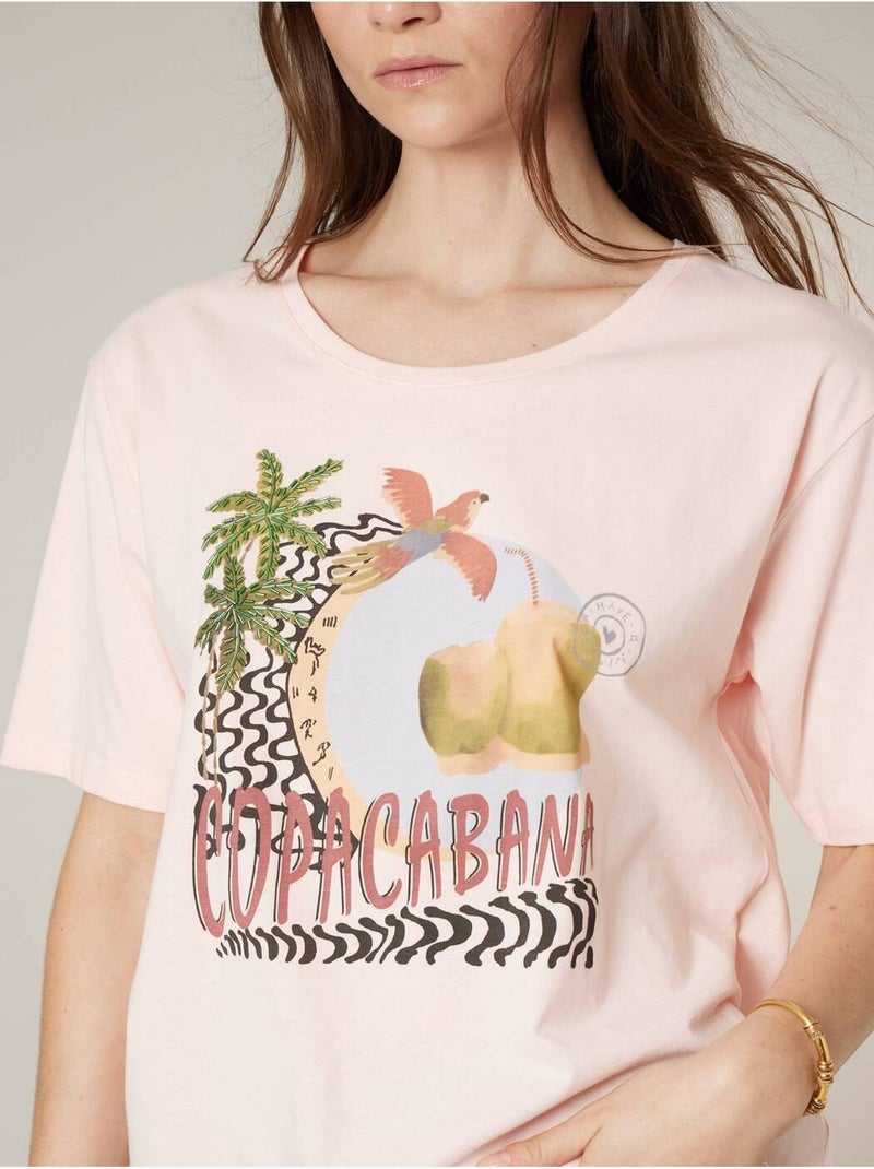 T-shirt femme en coton 'Deeluxe' Rose clair - Kiabi
