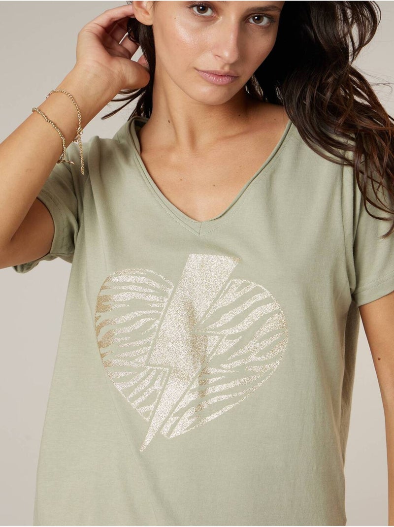 T-shirt femme en coton 'Deeluxe' Vert tilleul - Kiabi
