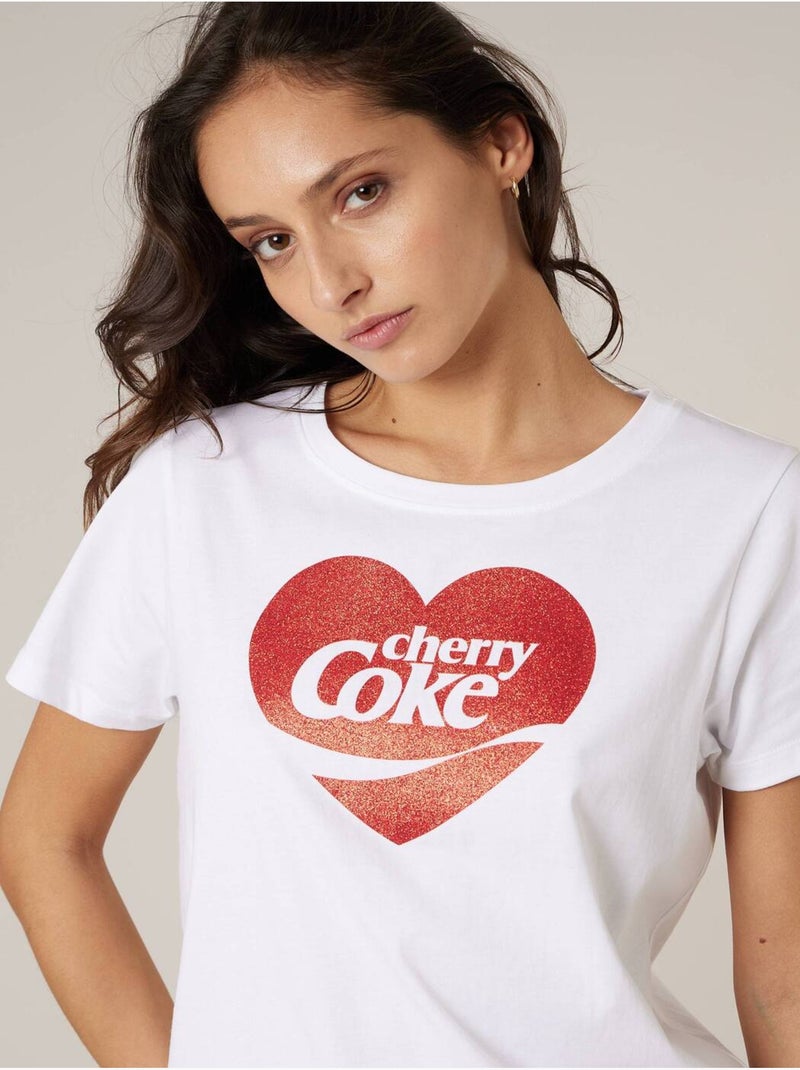 T-shirt femme en coton deeluxe x COCA-Cola 'Deeluxe' Blanc - Kiabi