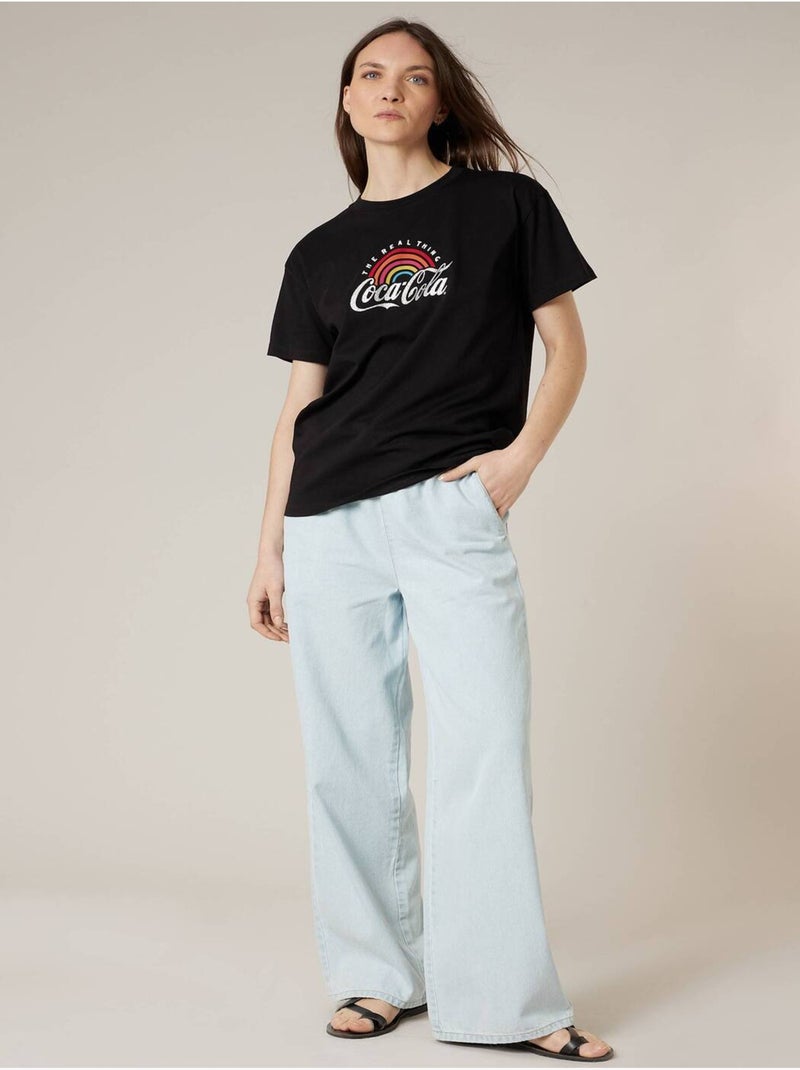 T-shirt femme en coton DEELUXE X COCA-COLA 'Deeluxe' Noir - Kiabi