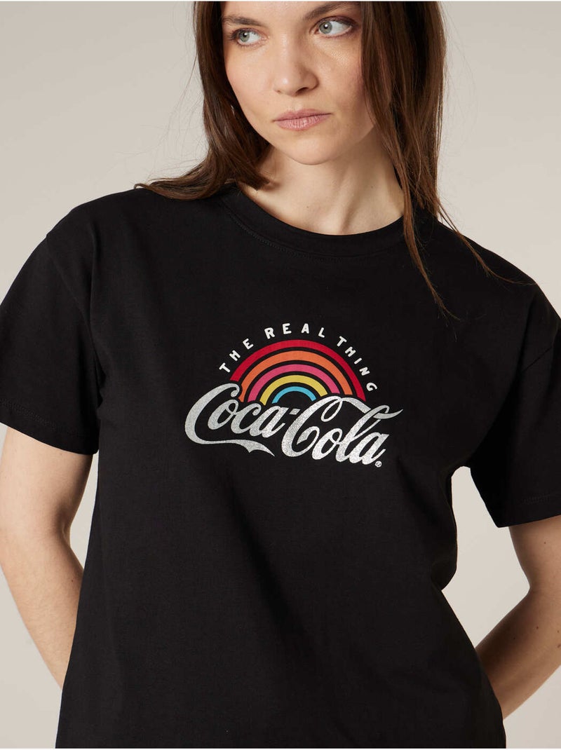 T-shirt femme en coton DEELUXE X COCA-COLA 'Deeluxe' Noir - Kiabi