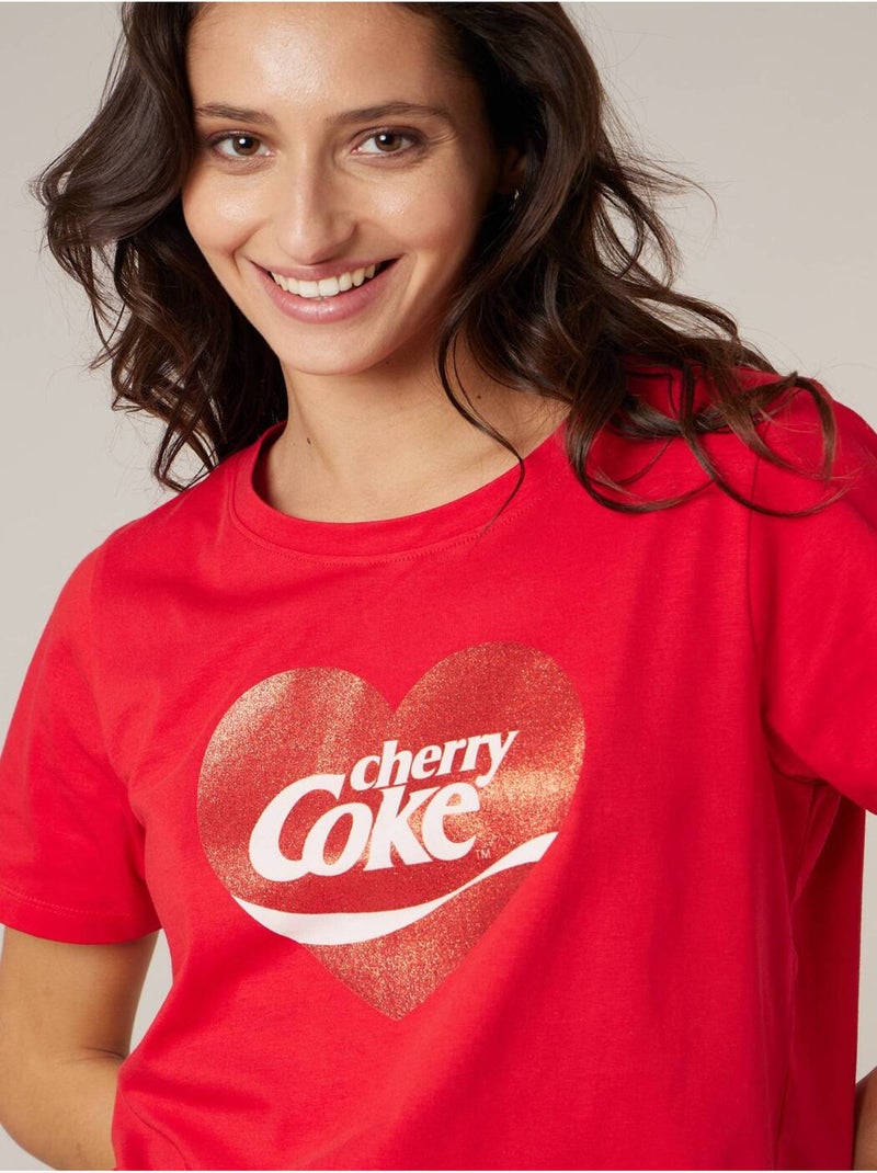 T-shirt femme en coton deeluxe x COCA-Cola 'Deeluxe' Rouge - Kiabi