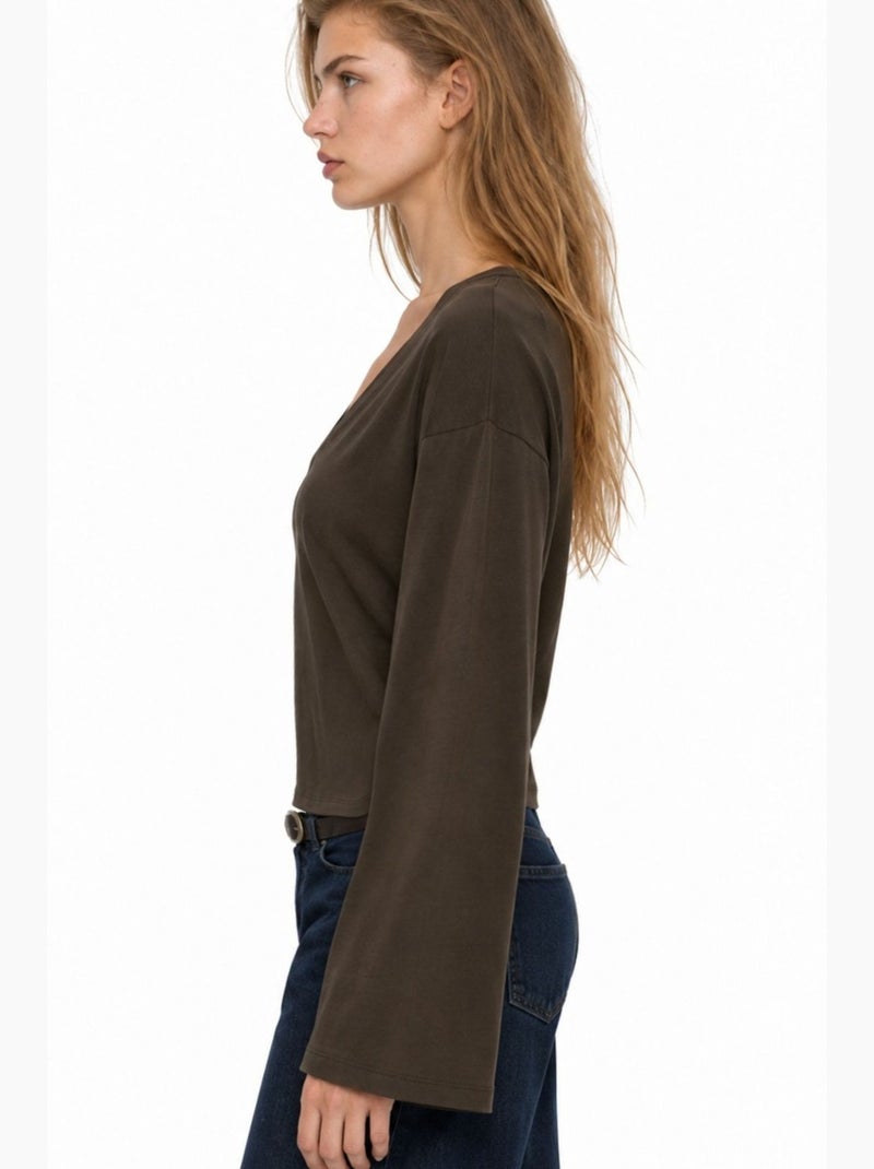 T-shirt femme en coton et élasthanne busem Marron foncé - Kiabi