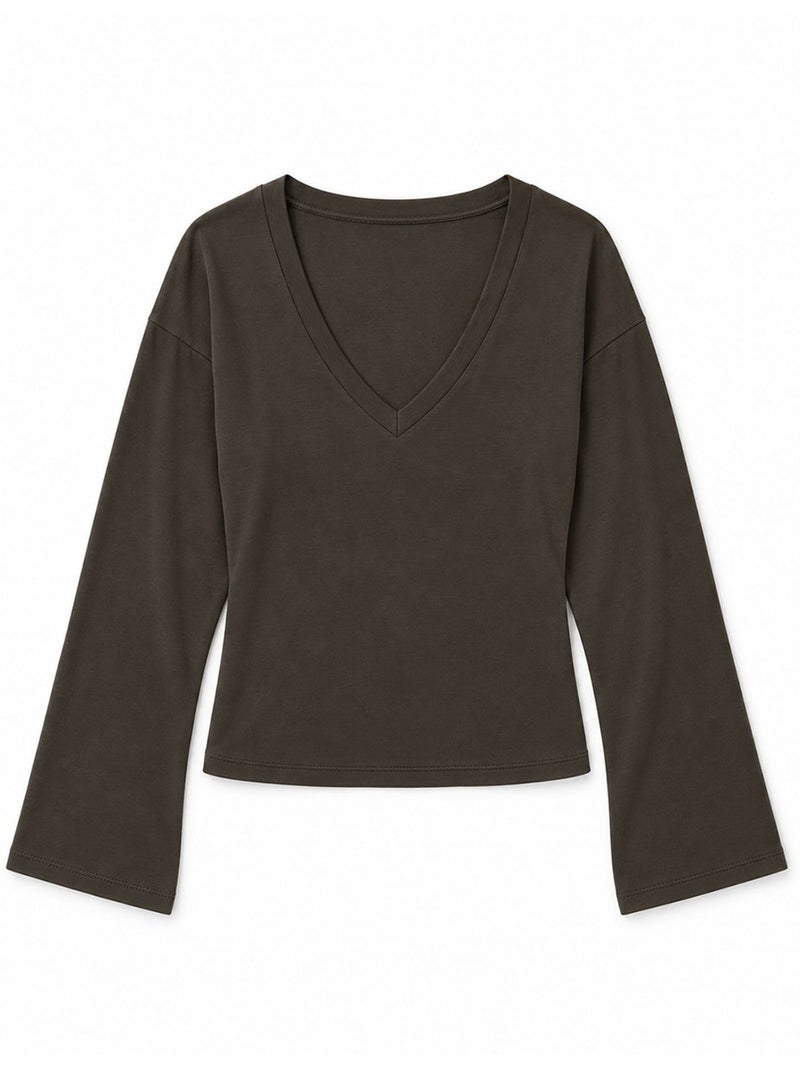 T-shirt femme en coton et élasthanne busem Marron foncé - Kiabi