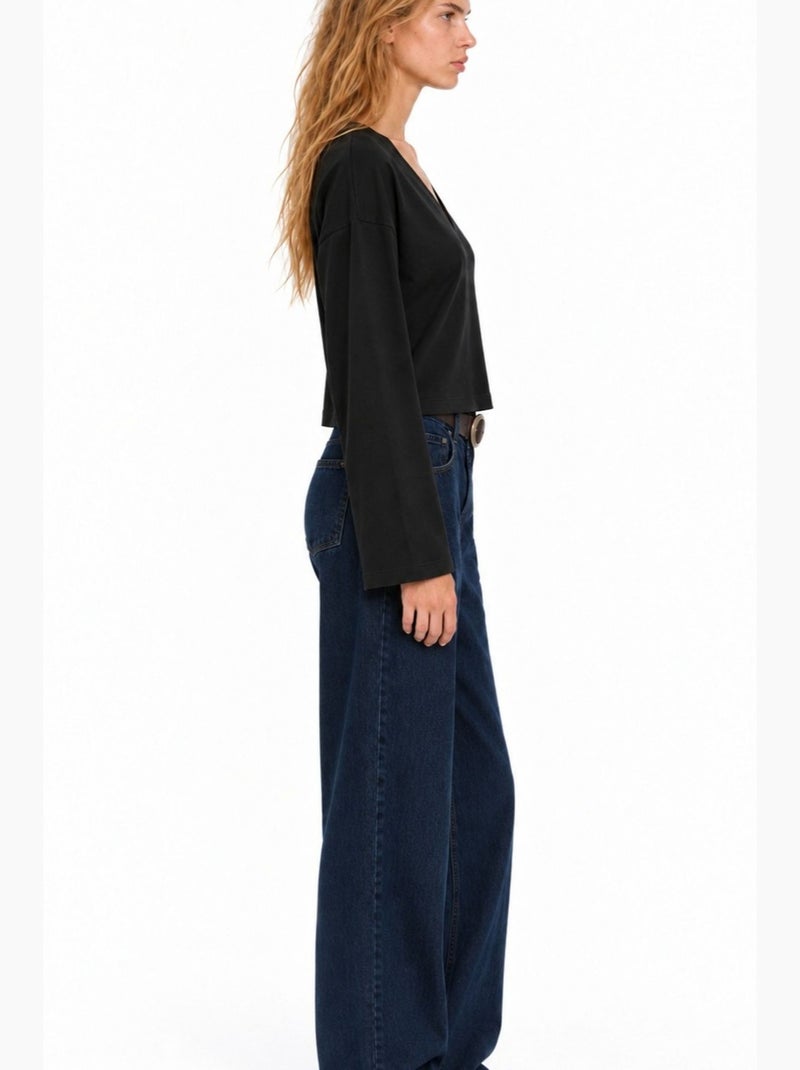 T-shirt femme en coton et élasthanne busem Noir - Kiabi