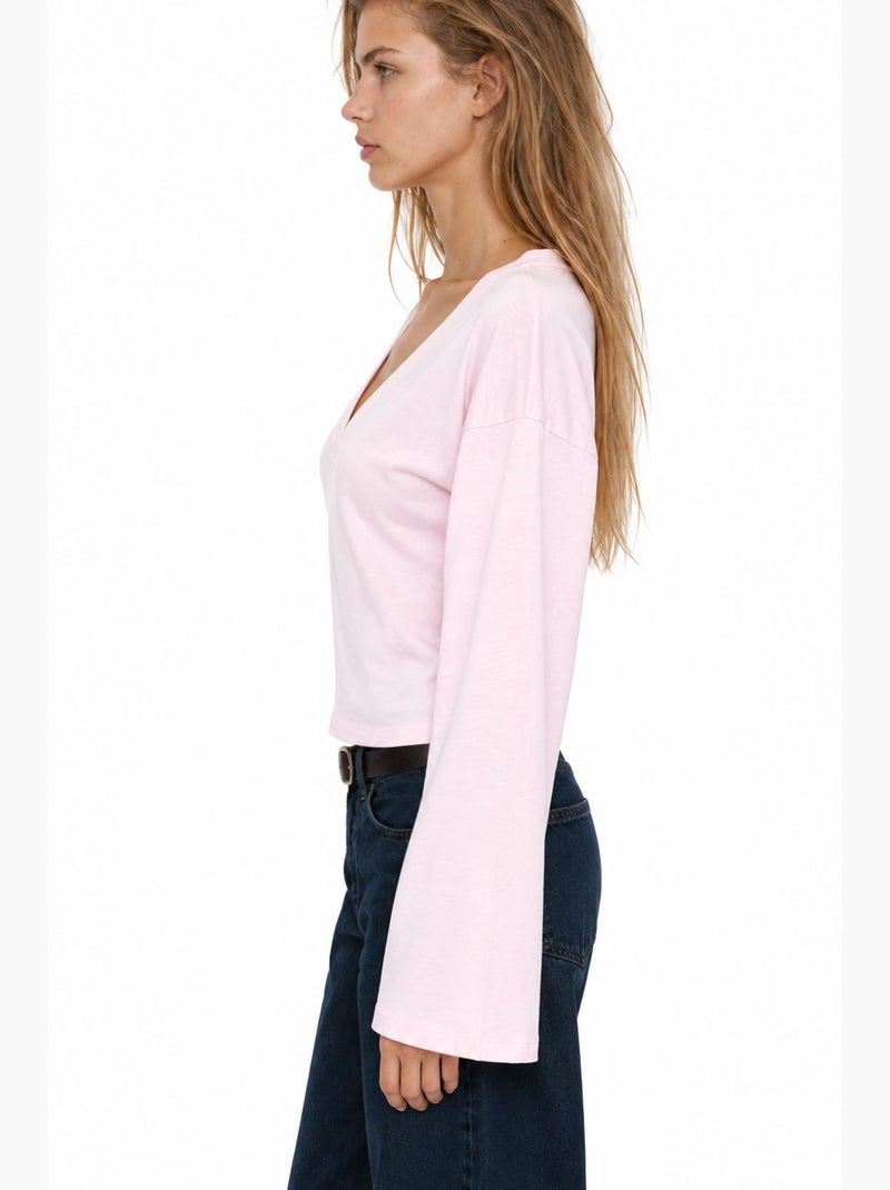 T-shirt femme en coton et élasthanne busem Rose dragée - Kiabi