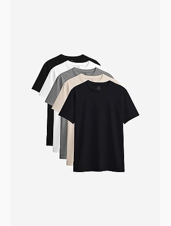 T-shirt femme en coton et élasthanne, col rond tommy