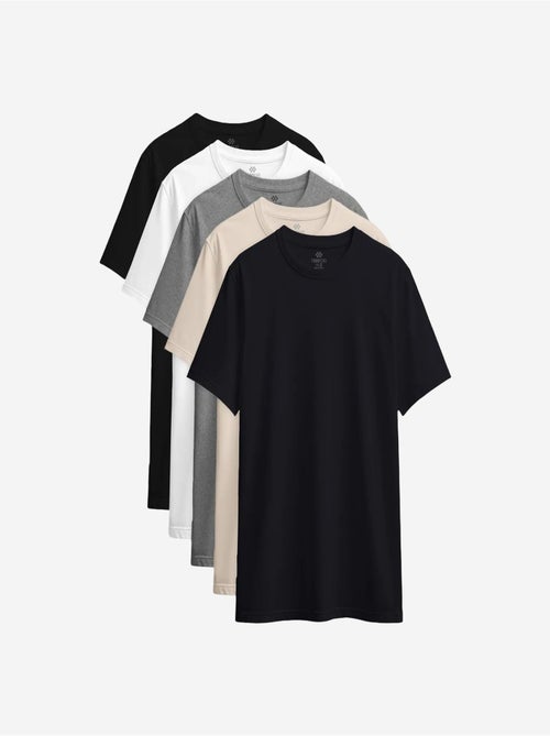 T-shirt femme en coton et élasthanne, col rond tommy - Kiabi