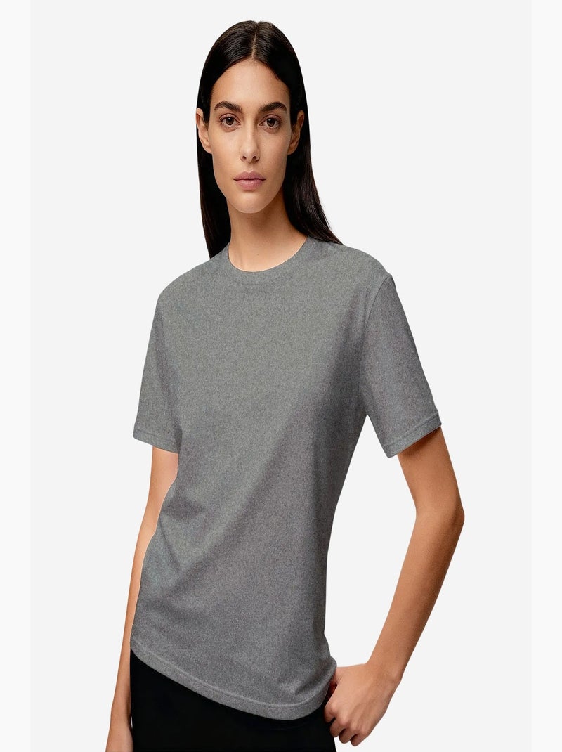 T-shirt femme en coton et élasthanne, col rond tommy Blanc - Kiabi