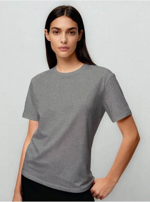 T-shirt femme en coton et élasthanne, col rond tommy - Kiabi T-shirt femme en coton et élasthanne, col rond tommy - Kiabi