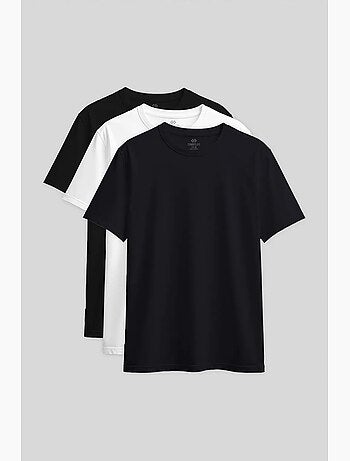 T-shirt femme en coton et élasthanne, col rond tommy