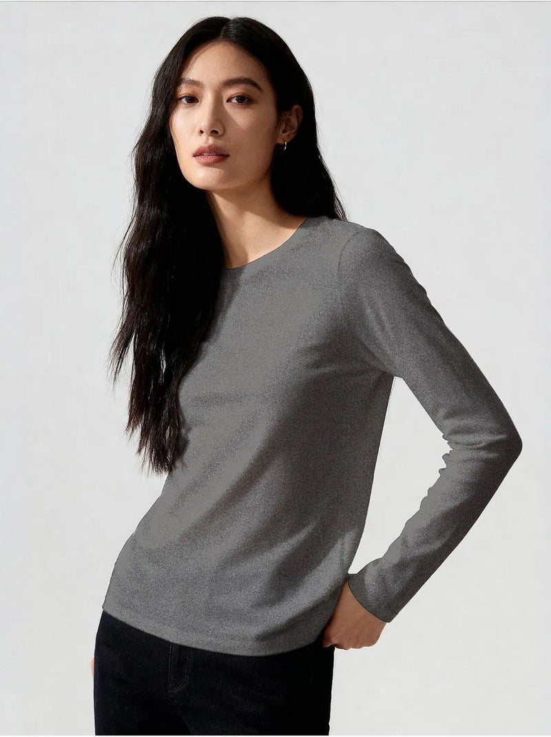 T-shirt femme en coton et élasthanne tommy Gris Noir - Kiabi