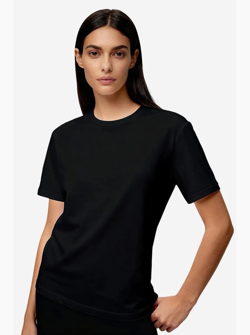 T-shirt femme en coton et élasthanne tommy Noir - Kiabi