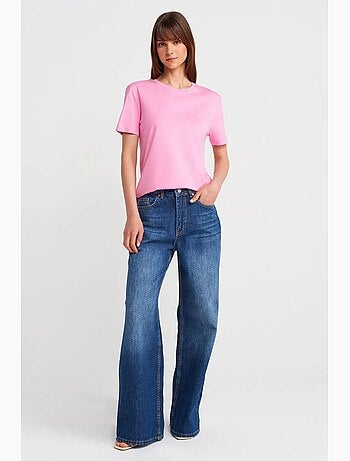 T-shirt femme en coton et modal à col rond dilvin
