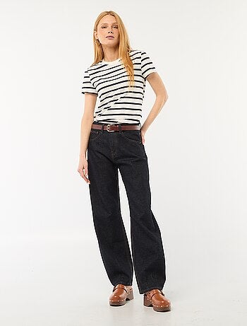 T-shirt femme en coton imprimé à col rond