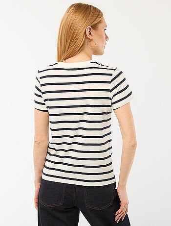 T-shirt femme en coton imprimé à col rond