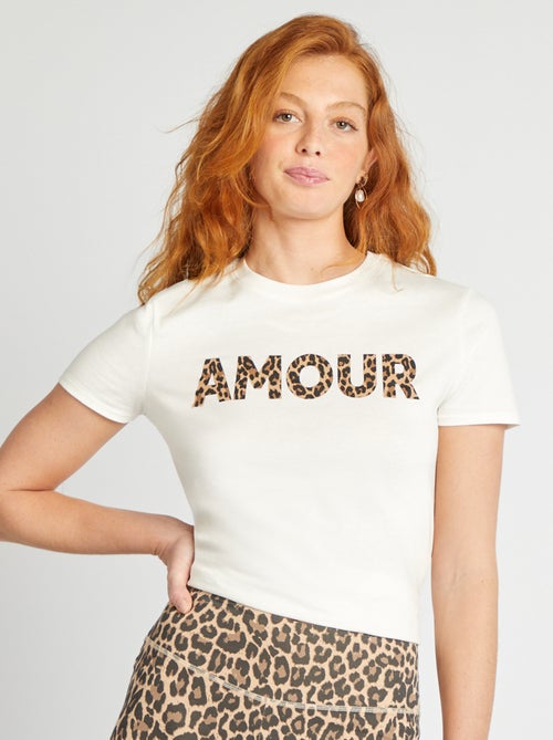 T-shirt femme en coton imprimé à col rond - Kiabi T-shirt femme en coton imprimé à col rond - Kiabi