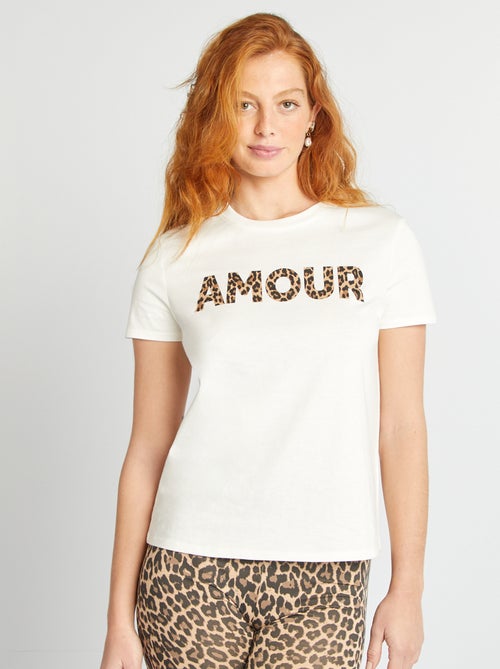 T-shirt femme en coton imprimé à col rond - Kiabi T-shirt femme en coton imprimé à col rond - Kiabi