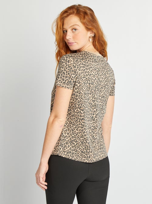 T-shirt femme en coton imprimé à col rond - Kiabi T-shirt femme en coton imprimé à col rond - Kiabi