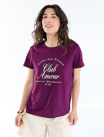 T-shirt femme en coton imprimé à col rond