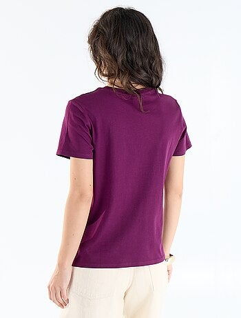 T-shirt femme en coton imprimé à col rond