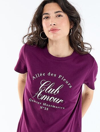 T-shirt femme en coton imprimé à col rond