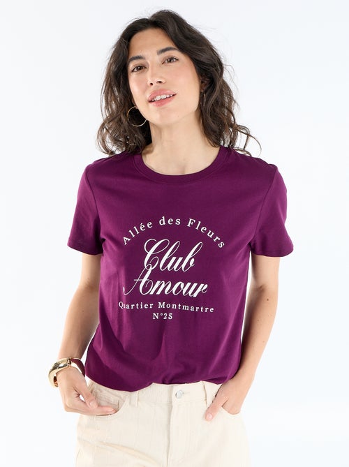 T-shirt femme en coton imprimé à col rond - Kiabi T-shirt femme en coton imprimé à col rond - Kiabi