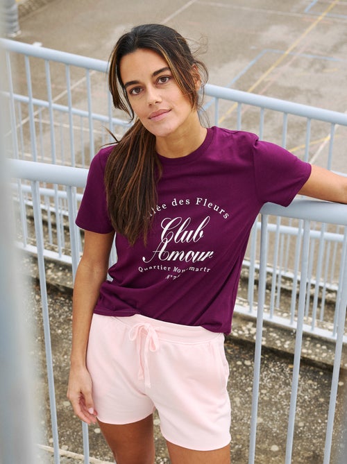 T-shirt femme en coton imprimé à col rond - Kiabi T-shirt femme en coton imprimé à col rond - Kiabi